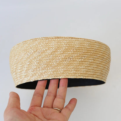 Brown Pillbox Hat Summer Straw Beret Sun Hats French