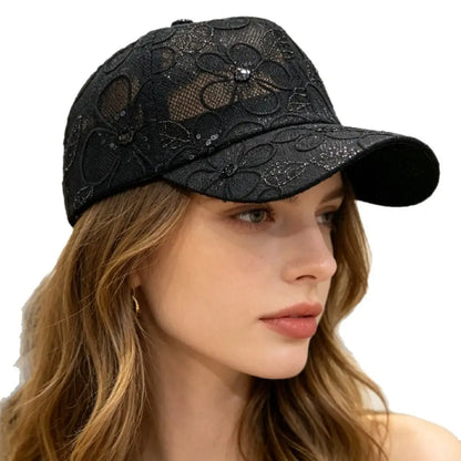 Lace Flower Embroidery Summer Baseball Cap