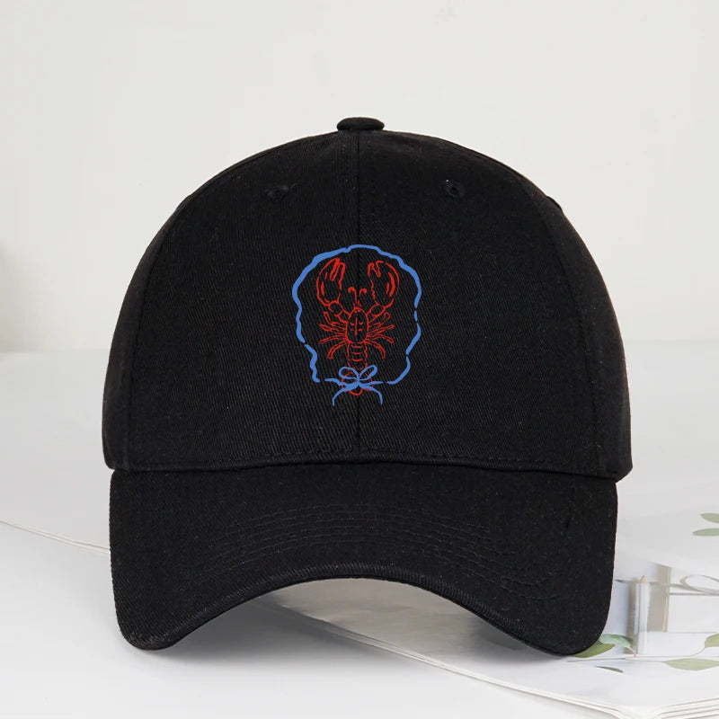 Bow Tie Lobster Print Soft Top Baseball Cap Soft Comfortable Lightweight Trendy Fashionable Unisex