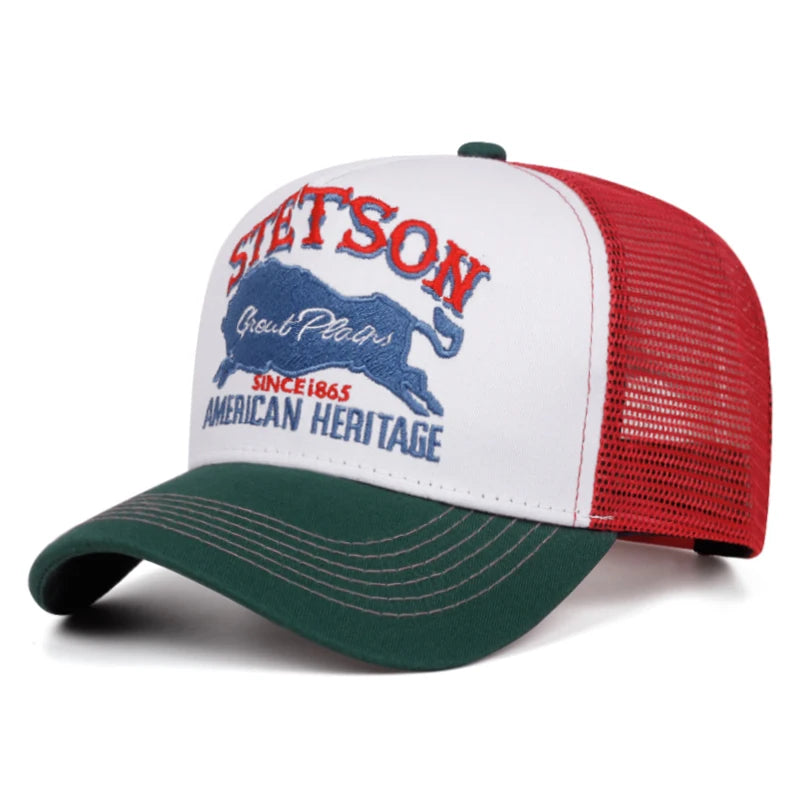 2026 New Breathable Mesh Hat Blue Bull Embroidered Truck Hat