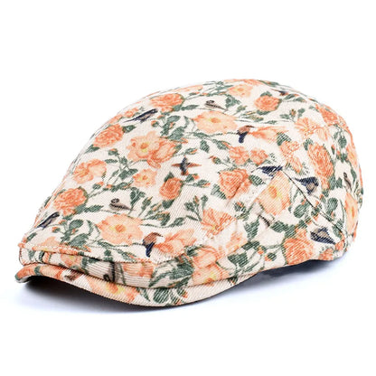 Beret Women Spring 2026 Summer Vintage Floral Print French Cap Peaky Blinders Hats