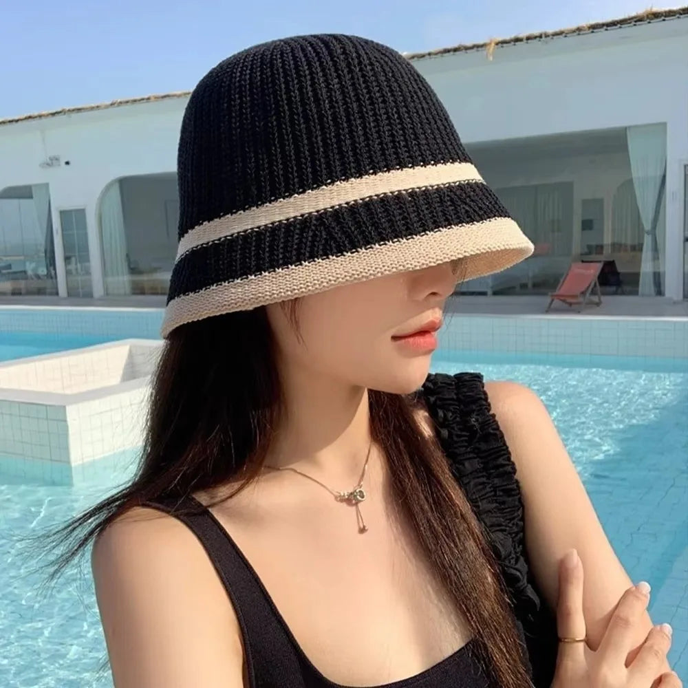 Fashion Foldable Sun Hat Fordable Wide Brim Straw Bucket Hat