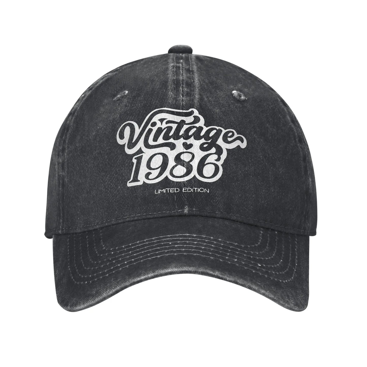 Unisex Vintage 1986 Birthday Year 40 years old  Printed Hats Vintage Distressed Denim  Baseball Cap