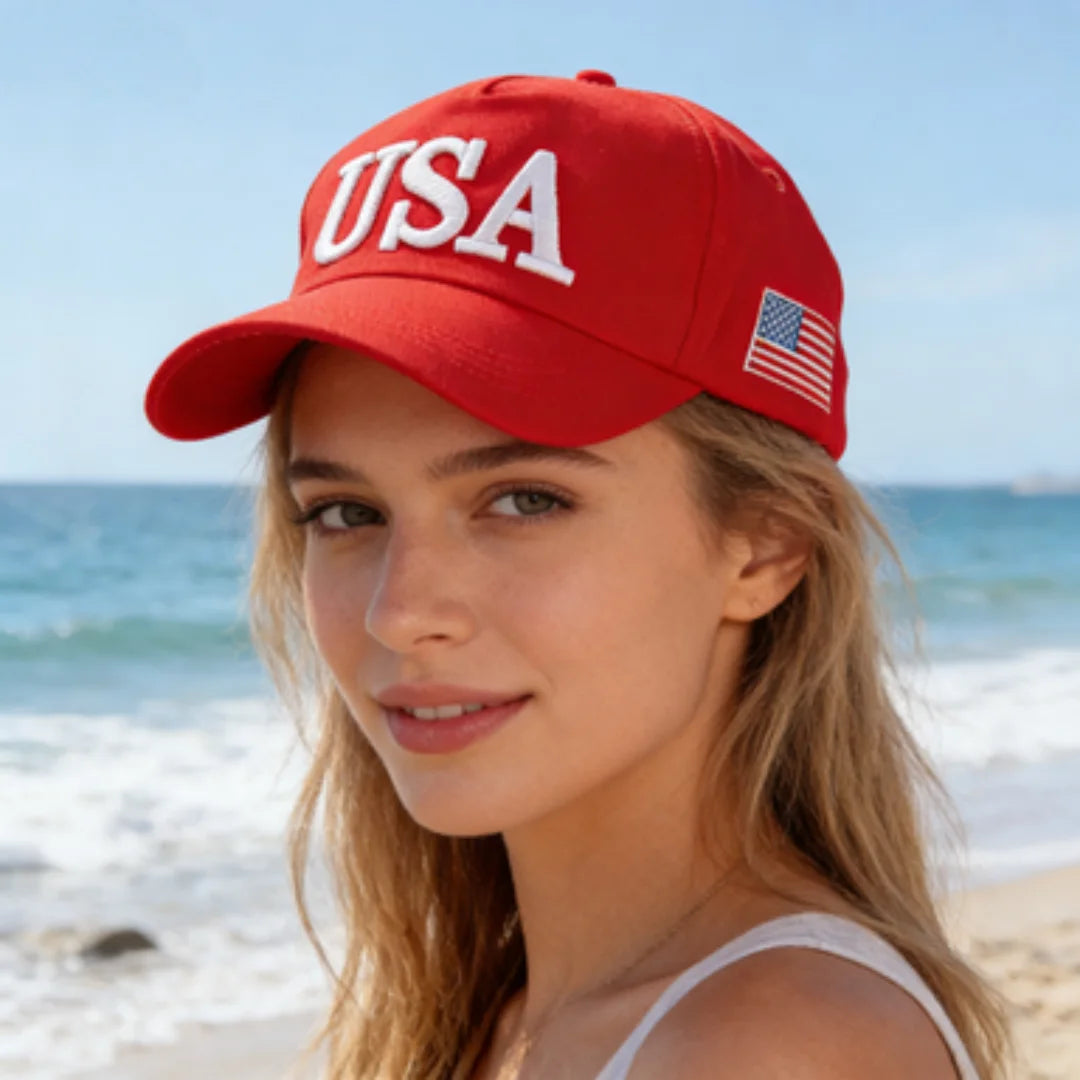 Fashion USA Letter Embroidered Baseball Cap American Flag Patch Adjustable Patriotic Dad Hat Outdoor Casual Daily