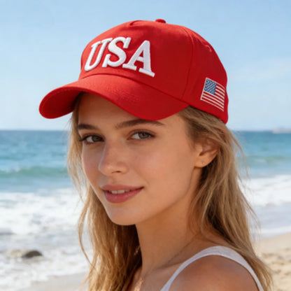 Fashion USA Letter Embroidered Baseball Cap American Flag Patch Adjustable Patriotic Dad Hat Outdoor Casual Daily
