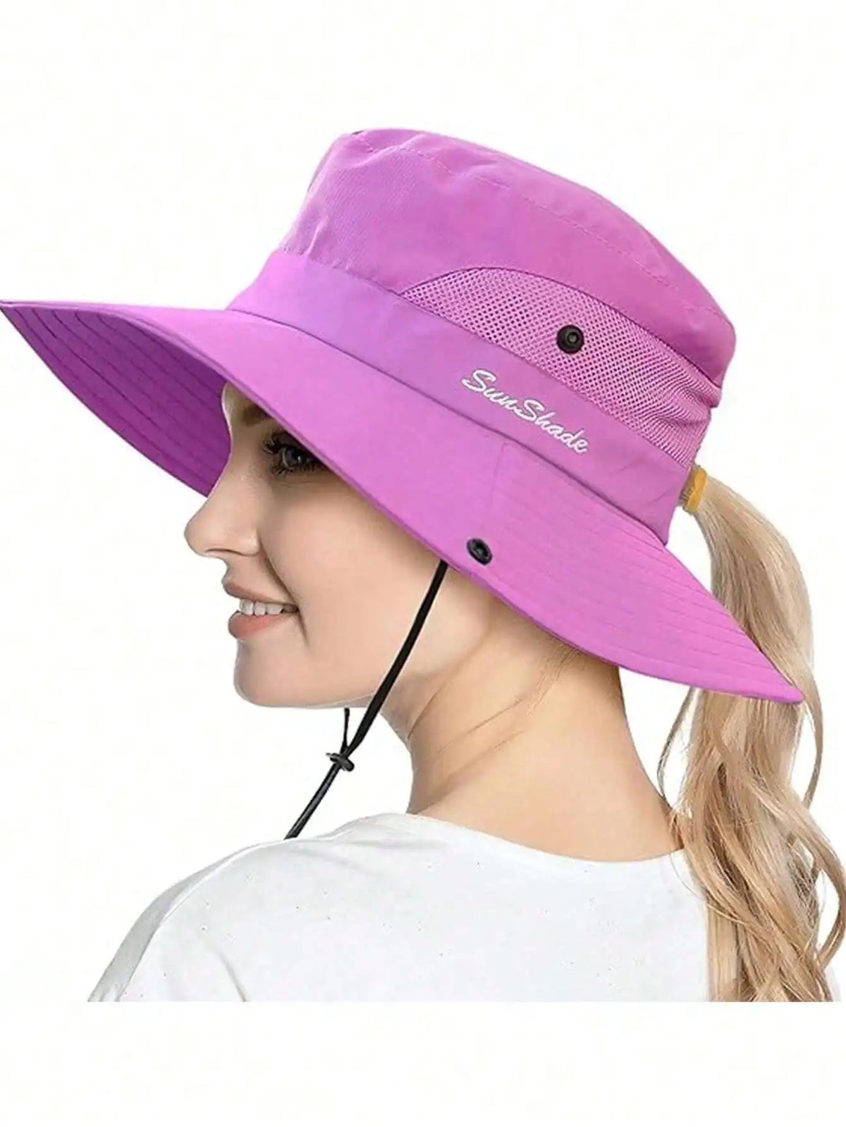 Women's Wide Brim Ponytail Sun Hat Sunshade Outdoor