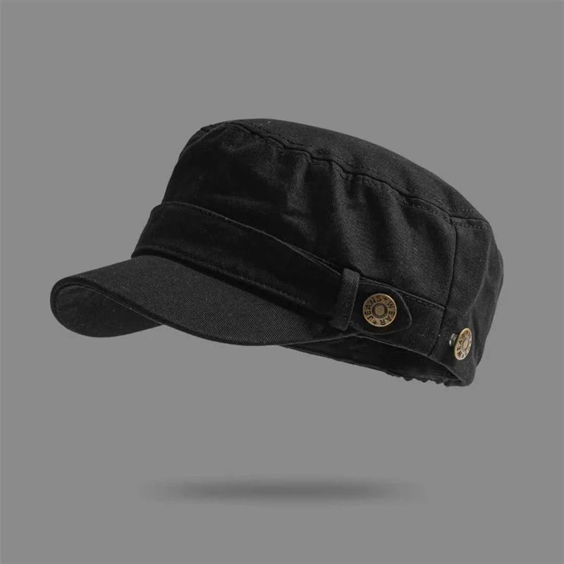 Unisex Solid Color Flat Top Military Cap Adjustable Outdoor