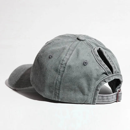 Solid Color Ponytail Baseball Cap for Spring and Summer Women's Outdoor Sports Sun Hat