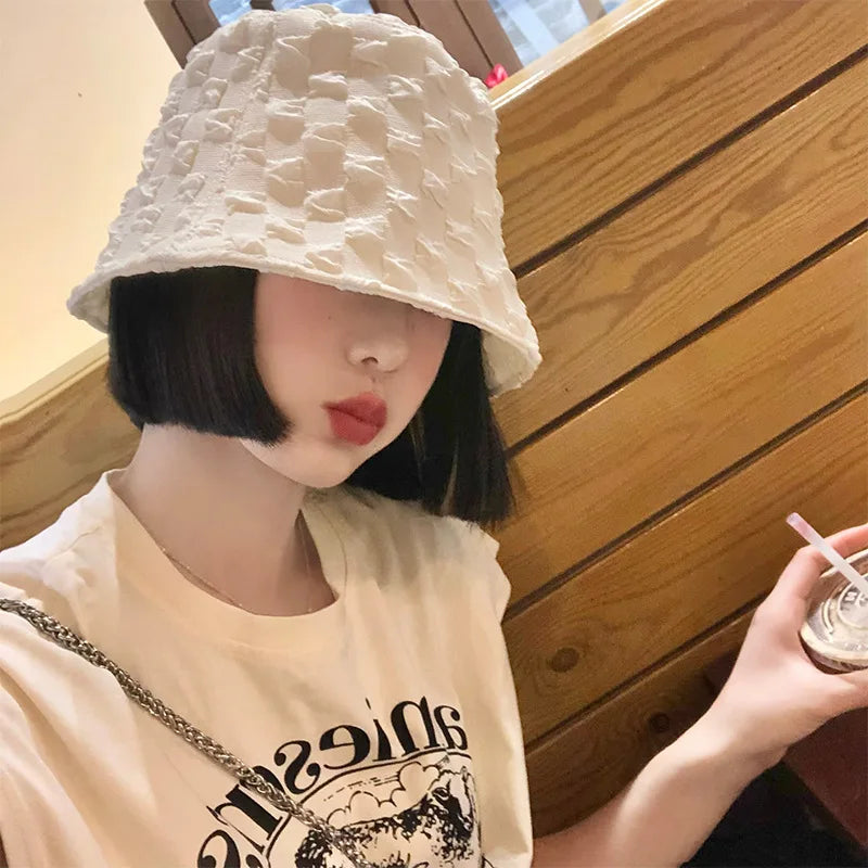 Lace Women Bucket Hat Solid Color Summer Thin Panama Fisherman Hats