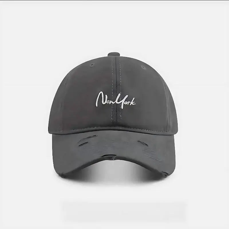 Distressed Perforated Duckbill Cap Cotton Baseball Cap