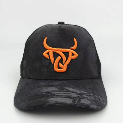 Unisex Ox Head Embroidery Hip-hop Net Hats Spring and Summer