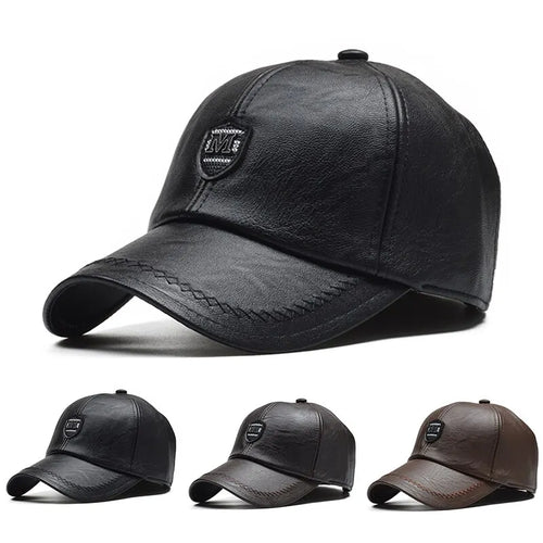 M Label Pu Leather Baseball Caps Spring And Autumn