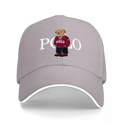 Bear Logo Black Baseball Cap With White Trim Classic Design For Men And Women