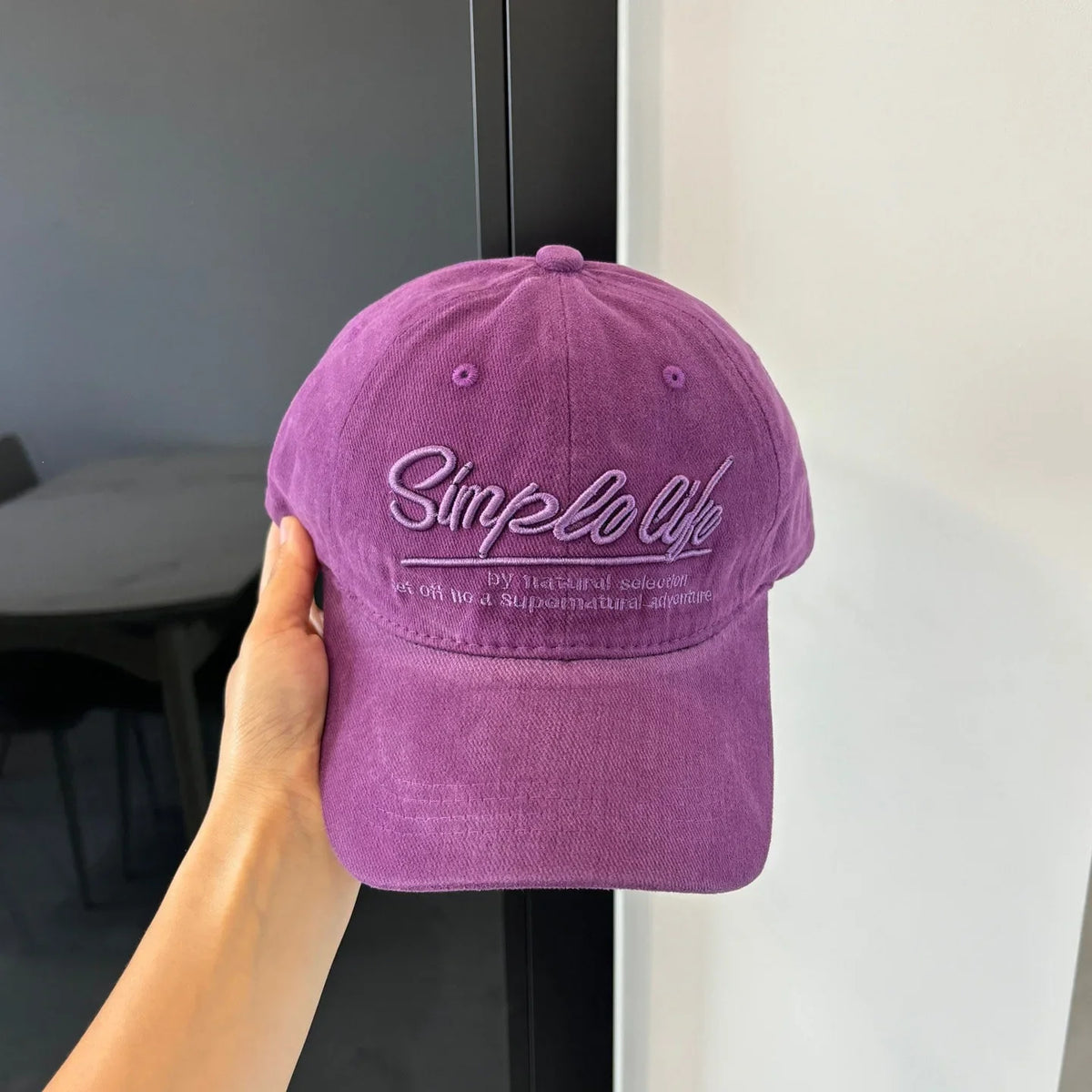 Retro Blue Embroidered Letter Wide Brim Baseball Cap Korean Style Sunshade Outdoor Sports Circumference Hat
