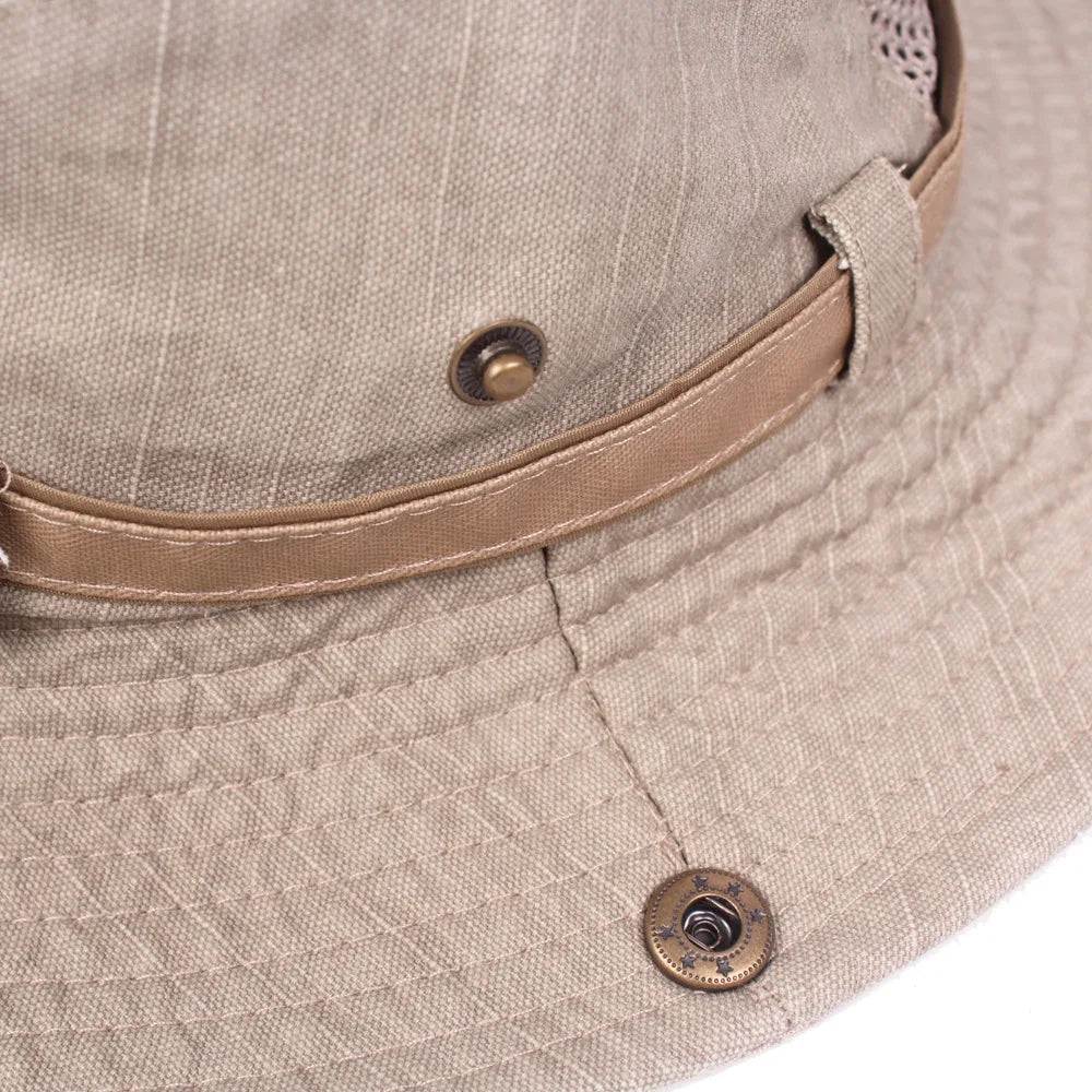 Outdoor Bucket Hat Men Summer Breathable Panama Cap