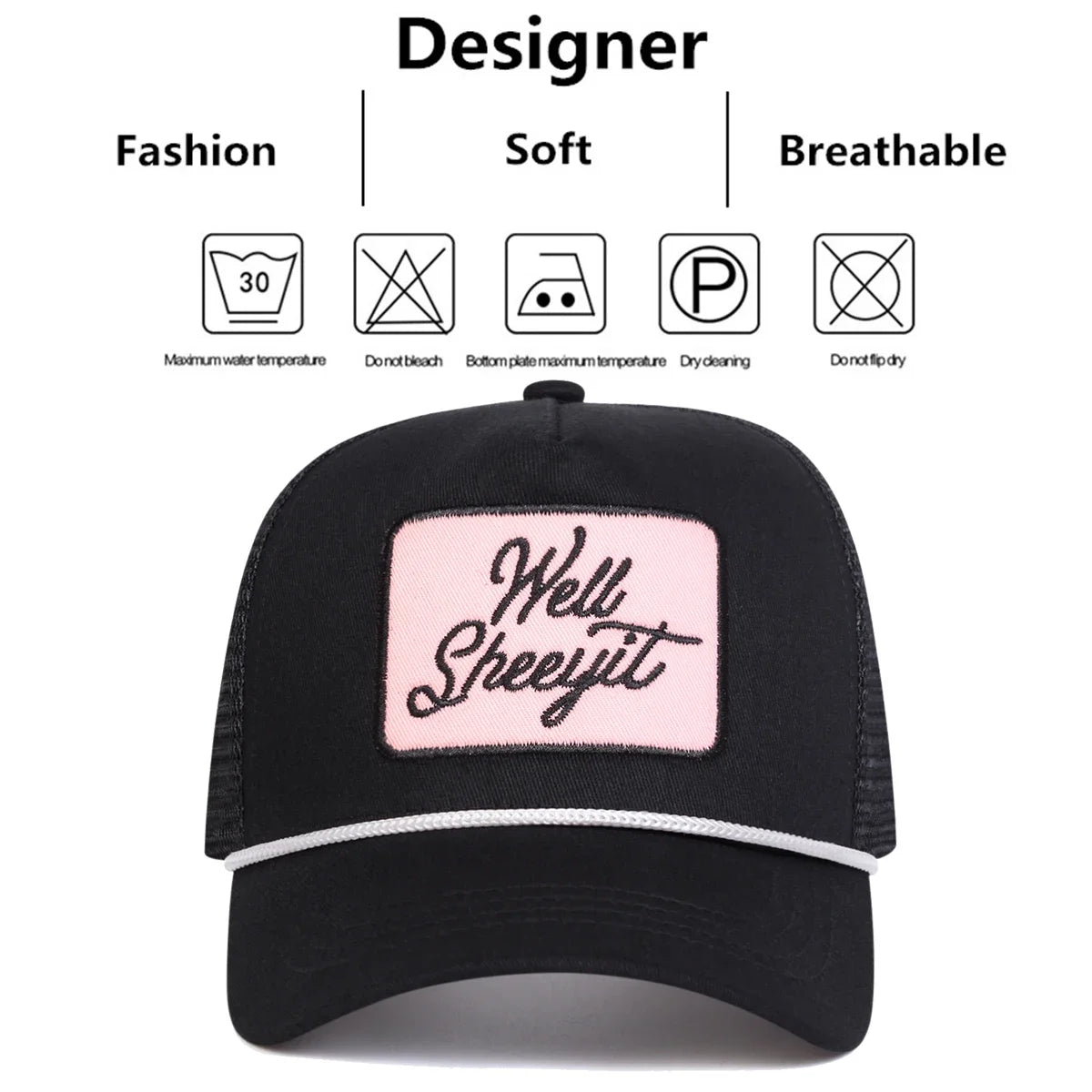 Unisex Well Sheeyit Embroidery Baseball Net Caps Spring and Summer