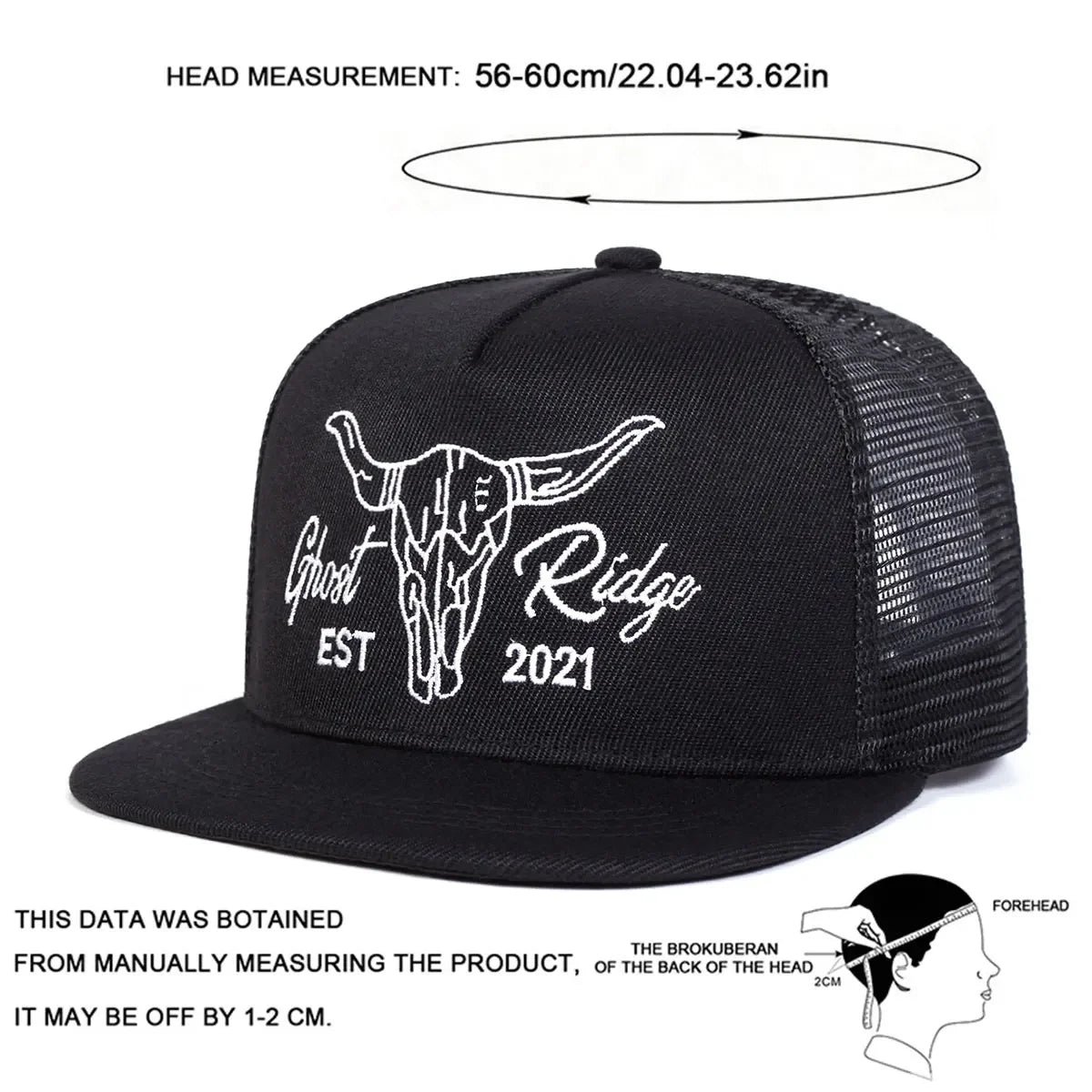 Unisex Ox Head Letter Embroidery Hip-Hop Net Hats