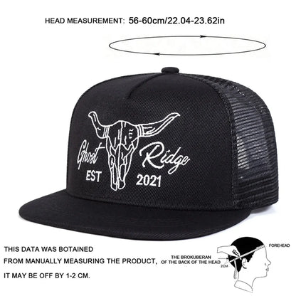 Unisex Ox Head Letter Embroidery Hip-Hop Net Hats