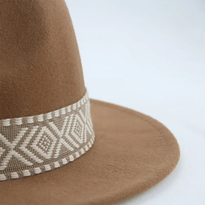 Panama Hat Western Cowboy Hats For Women Solid Big Brim Casual Fedoras Men Women