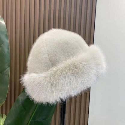 New Fluffy Fur Women's Winter Hat Winter Snow Ski Cap Female Faux Fur Thick Warm
