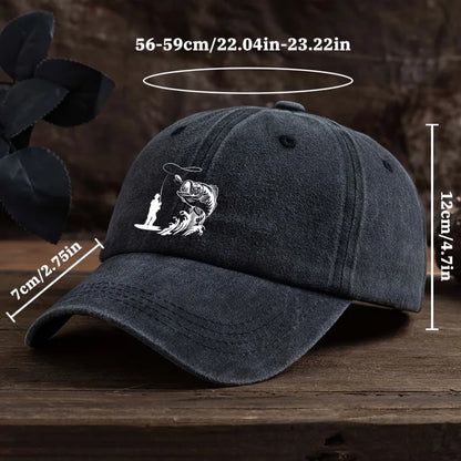 Funny Fishing Print Baseball Cap Breathable Six-Panel Outdoor Hat