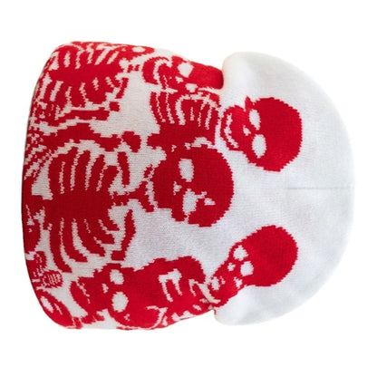 Elastic Windproof Beanie Hat Knit Halloween Skull Pattern Hat