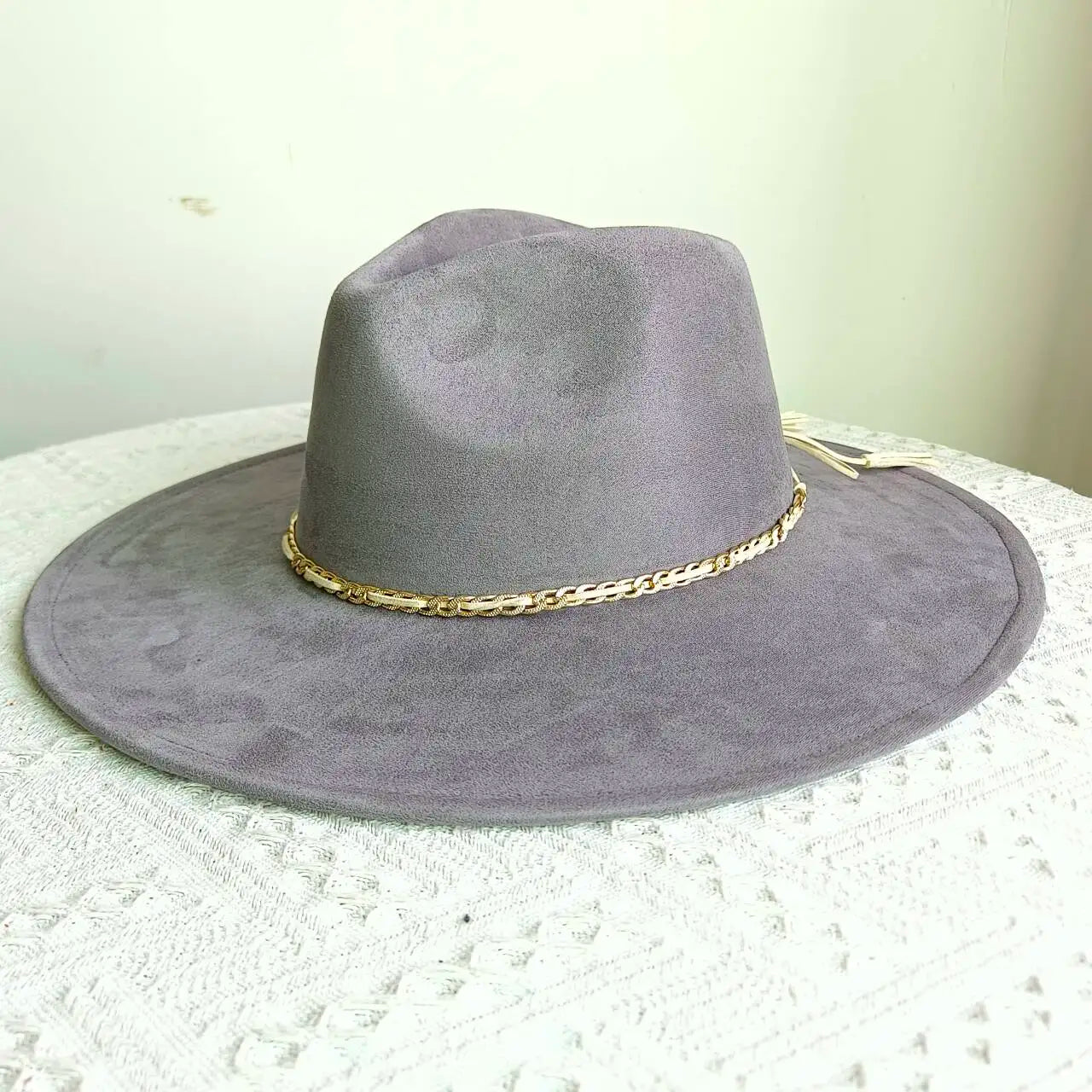 New Free People Rancher Suede Wide Brim Hat Felt Jazz Hat, Classic Church Hat