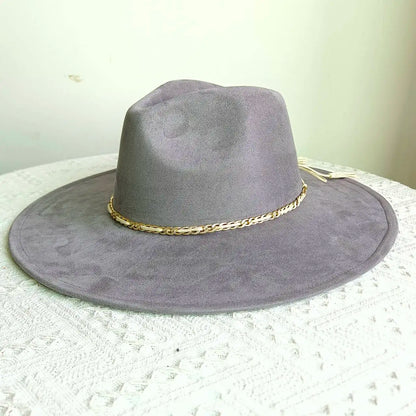 New Free People Rancher Suede Wide Brim Hat Felt Jazz Hat, Classic Church Hat