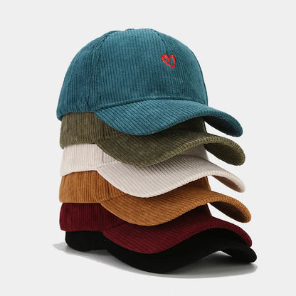 Little Love Embroidered Corduroy Baseball Cap Spring and Autumn Women's