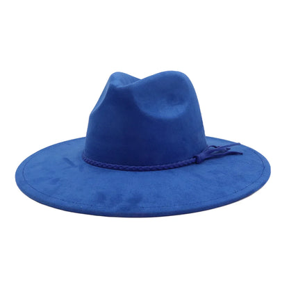 Malachite Green Suede Hat Wide Brim Fedora Hat Men Women Autumn Winter