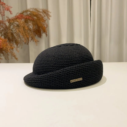 Breathable Hollow Out Rolled Brim Painter Hat, Stylish Solid Color Fashion Cap