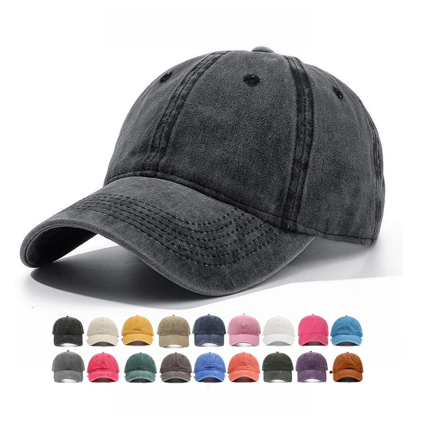 Washed Cotton Solid Dad Hat Unisex Baseball Cap