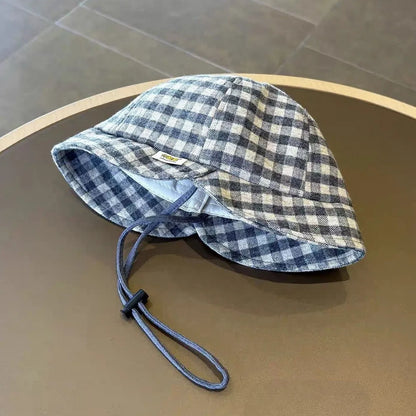 New Plaid Hat Adjustable Windproof Bucket Hat Fisherman Cap Summer Season