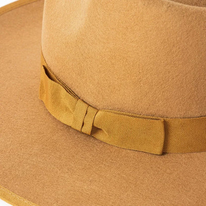 New British 100% Wool Fedoras Hat Women Retro Jazz Top Bow Felt Hat Men