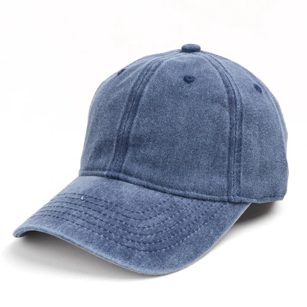 Vintage Wash Cotton Baseball Cap Unisex Plain Soft Crown Sun Visor Dad Hat