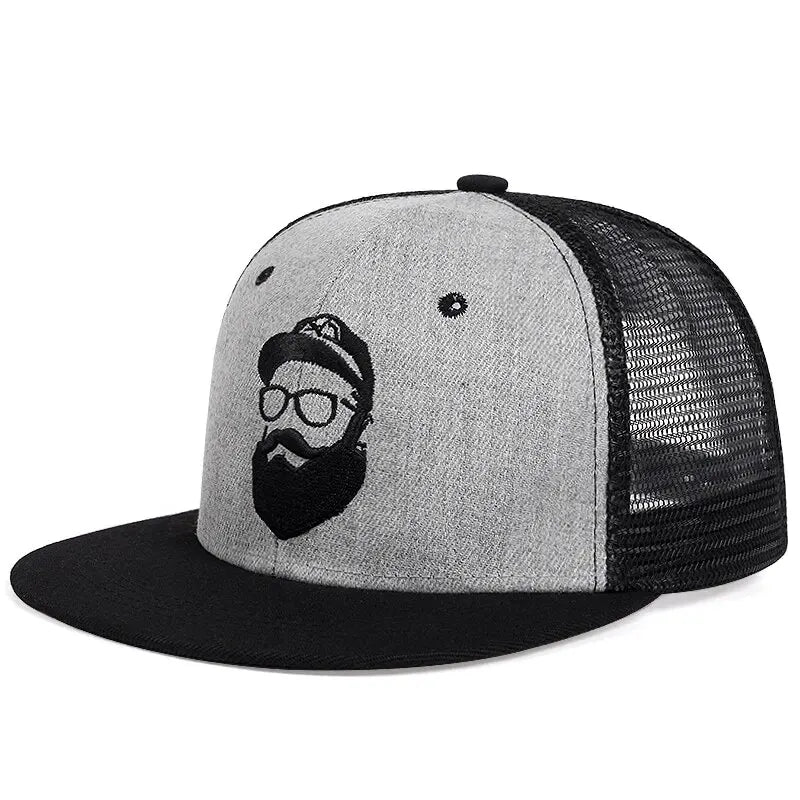 Unisex Uncle Beard Embroidery Hip Hop Net Hats Outdoor Adjustable Casual Baseball Caps Sunscreen Hat