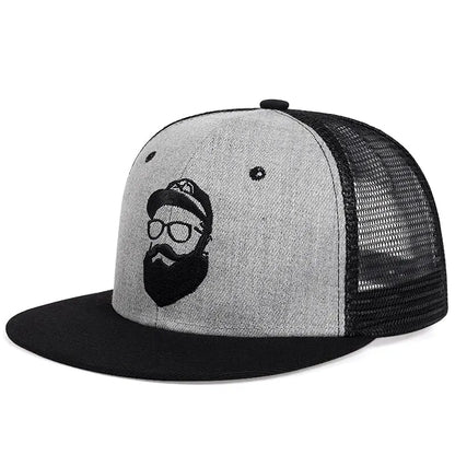 Unisex Uncle Beard Embroidery Hip Hop Net Hats Outdoor Adjustable Casual Baseball Caps Sunscreen Hat