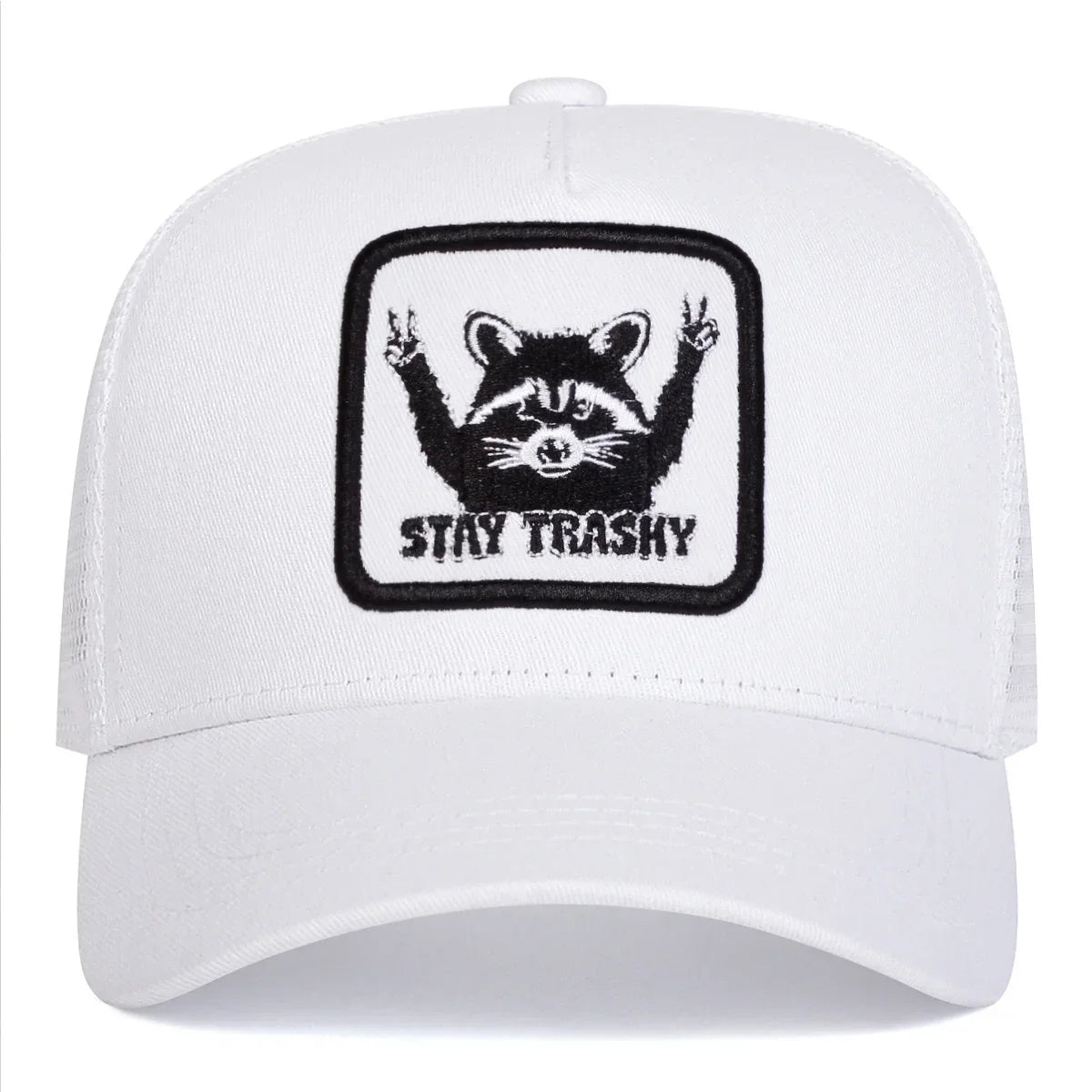 Unisex Stay Trashy Raccoon Embroidery Baseball Net Caps Spring Summer