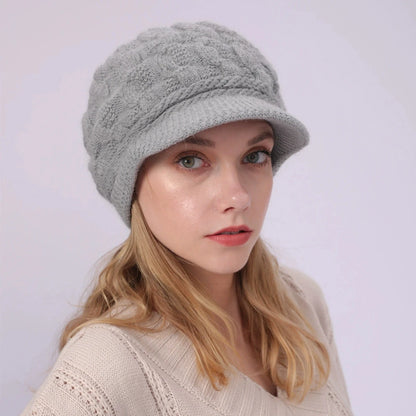 Women's Winter Cable Knit Hat Fashion Beret & Peaked Cap