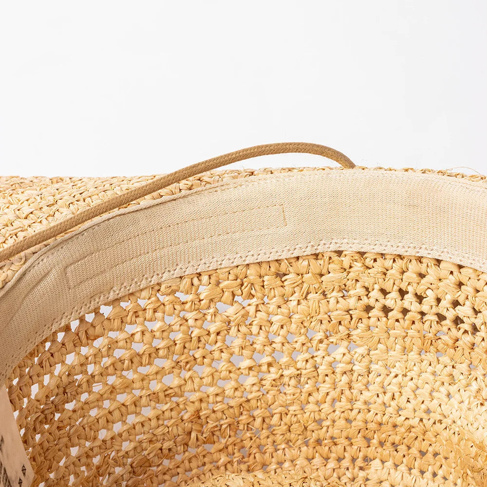 Hand-Woven Crochet Raffia Cowboy Hat