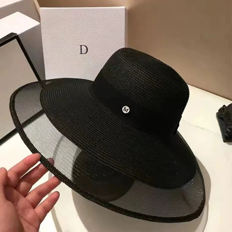 Women's Veil Mesh Sun Hat UPF 50+ Large Cloth Edge Sun Hat