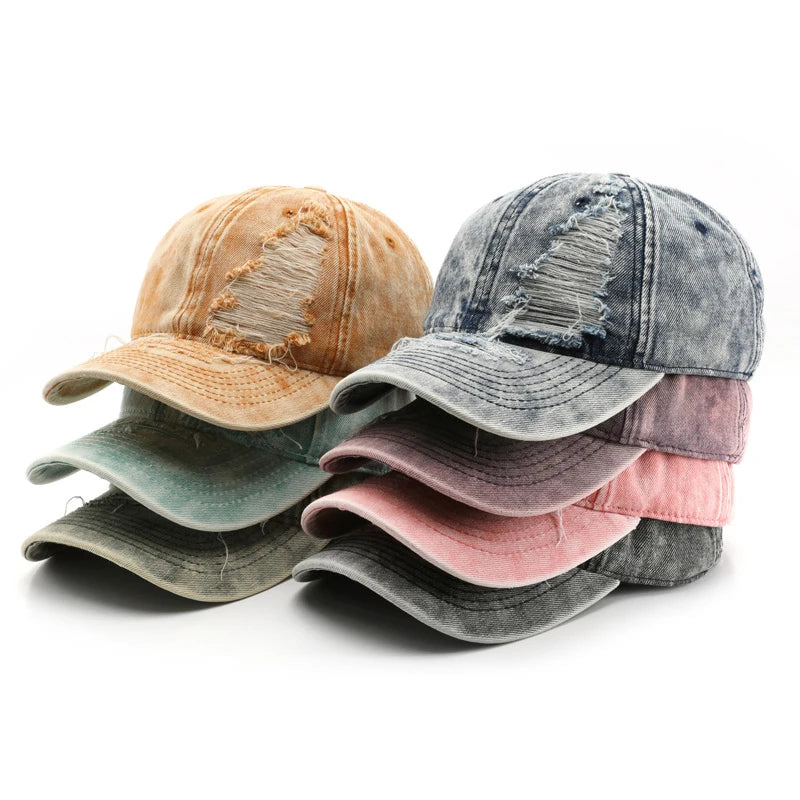 Ripped Denim Jean Baseball Cap Men Women