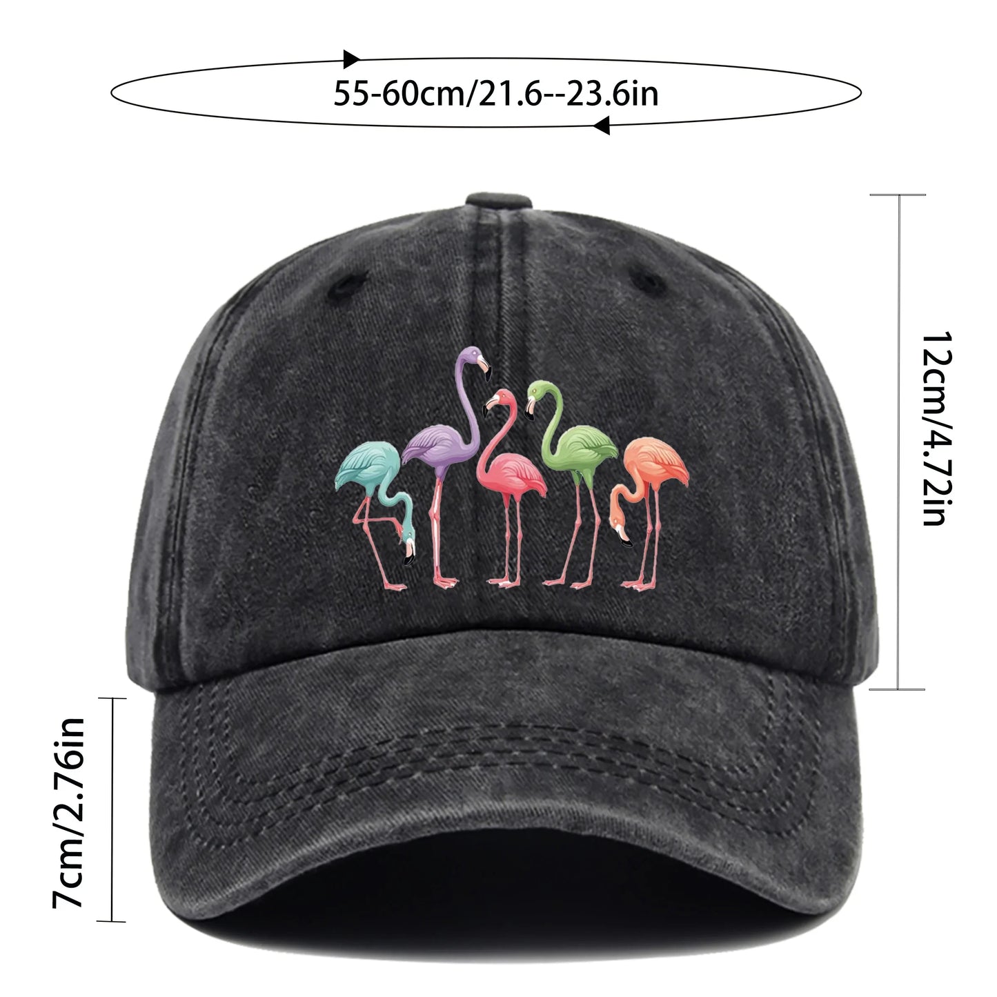 Colorful Flamingo Print Baseball Hat