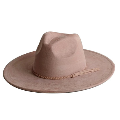 Malachite Green Suede Hat Wide Brim Fedora Hat Men Women Autumn Winter