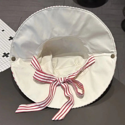 Fashion UV Protection Bucket Hat Striped Wide Brim Fishermen Cap
