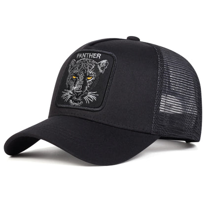 Unisex Panther Embroidery Baseball Net Caps Spring and Summer