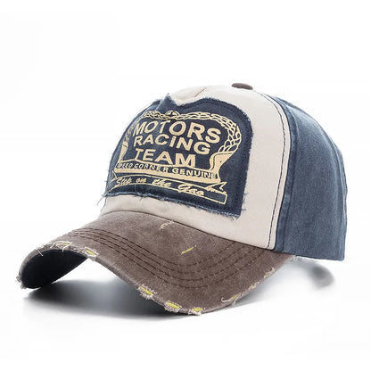 Washed Cotton Damage Baseball Cap Motor For Men Women