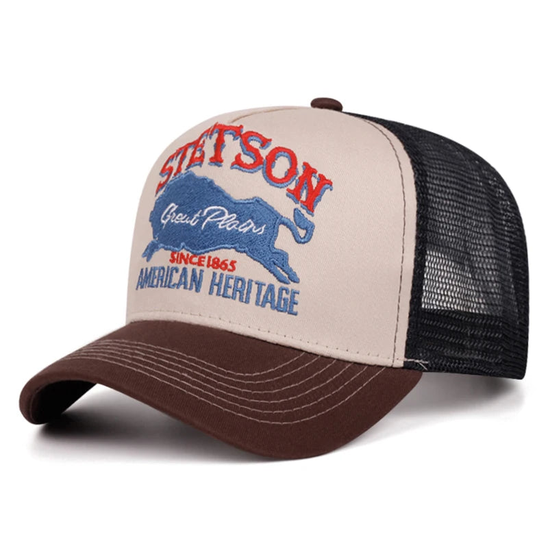 2026 New Breathable Mesh Hat Blue Bull Embroidered Truck Hat