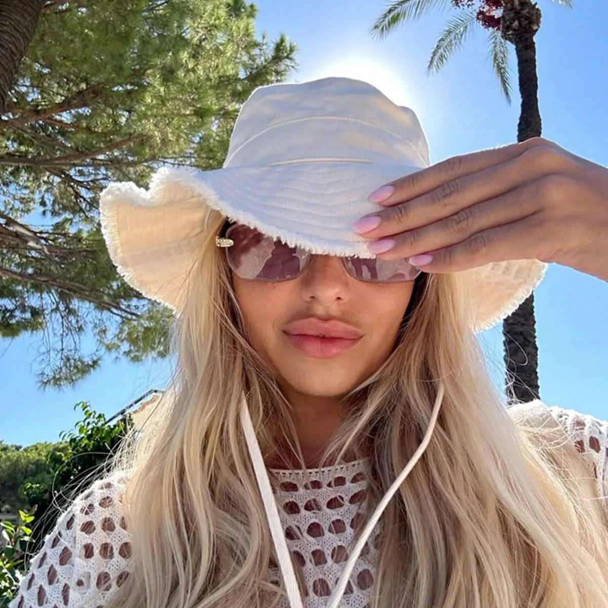 Women's Drawstring Trim Bucket Hat