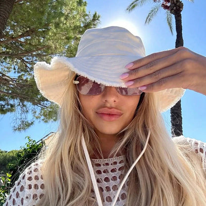 Women's Drawstring Trim Bucket Hat